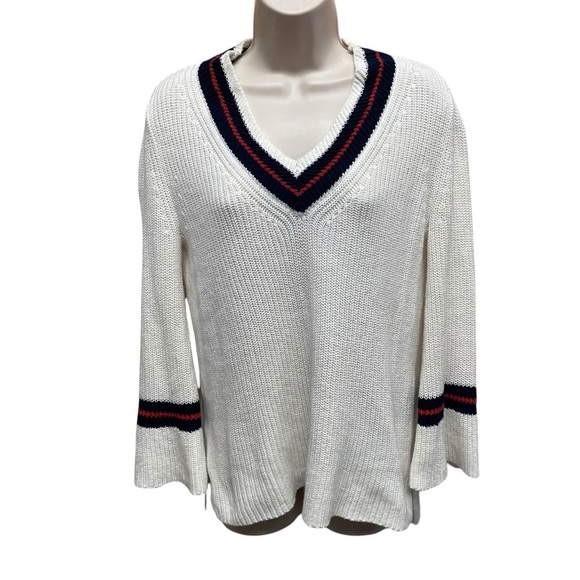 CAbi Ace Pullover Sweater Tennis White 5639 XS Oversized V-neck casual - Picture 2 of 10